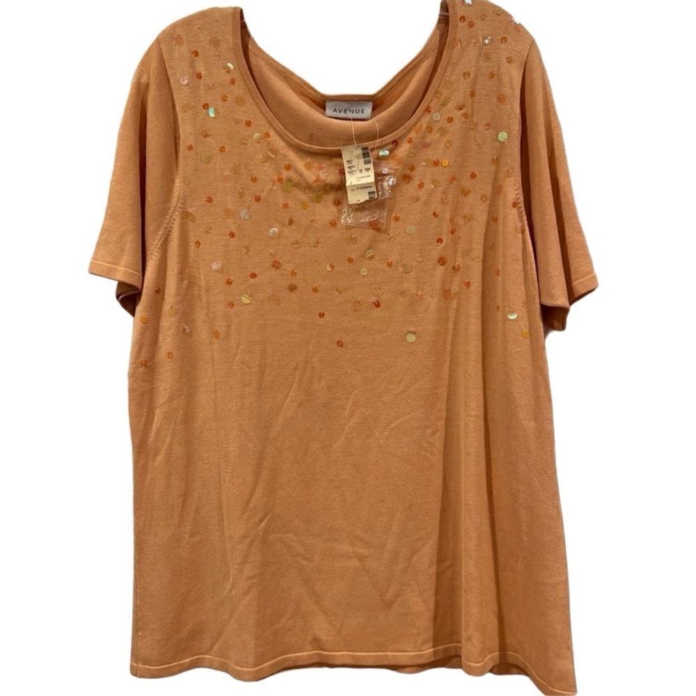 Avenue Sequins Peach Sweater Sz.18/20 NWT